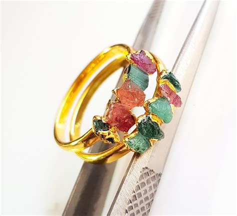 crush ring|rough gemstone ring.